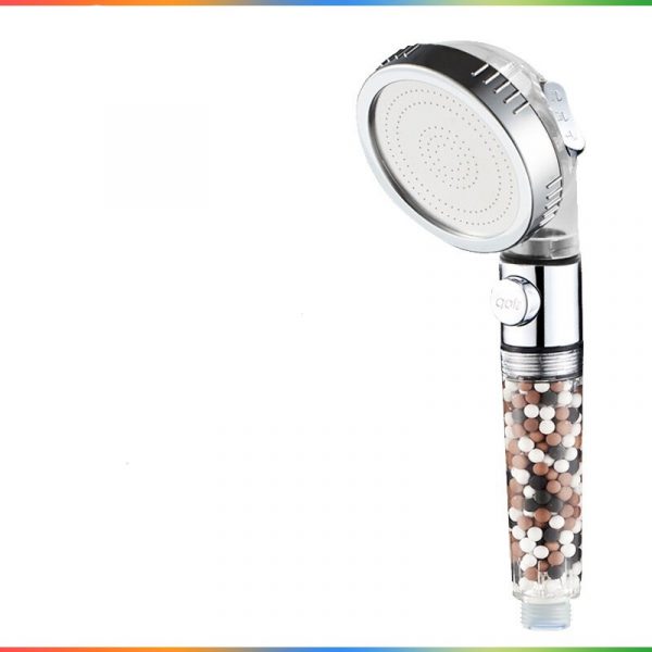 Plastic Silver Shower Head Decorated with Stones - Image 2