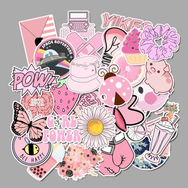 Pink Stickers 50 Pcs Set