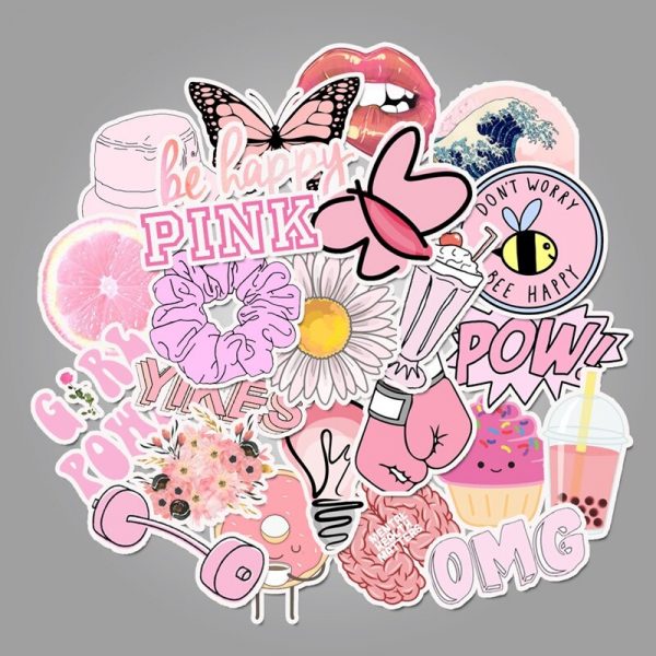 Pink Stickers 50 Pcs Set - Image 3