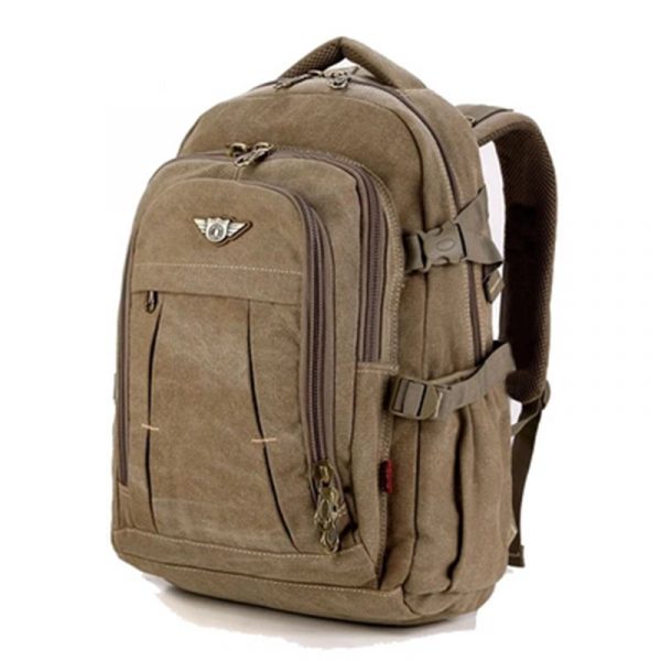 Men's Military Style Canvas Backpack - Image 4